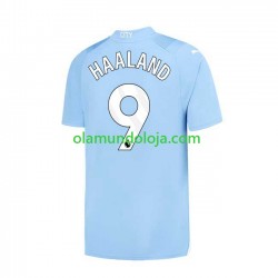 Camisola Manchester City Haaland 9 Homem Equipamento Primeiro 2023-2024 Manga Curta